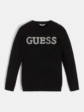 Guess Sweater Black STRASS LOGO